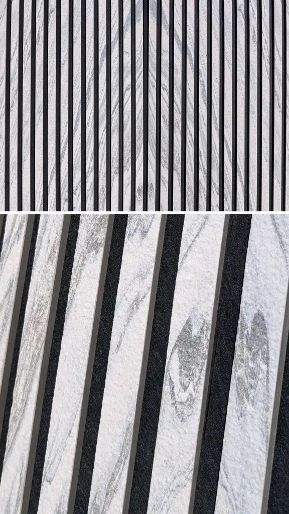Set Bookmatching da 6 pannelli acustici Slate-Lite ARCTIC WHITE, 240 × 60 cm
